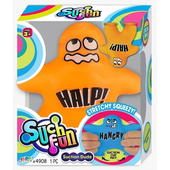 Suction Cup Squish Dude assorted colors and sayings, child age 3 and up, Fidget novelty toy, TPR material super stretchy