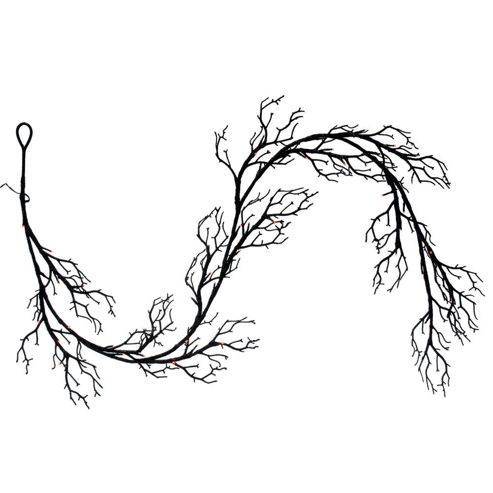 6' Black Twig Garland 48 Purple/Orange