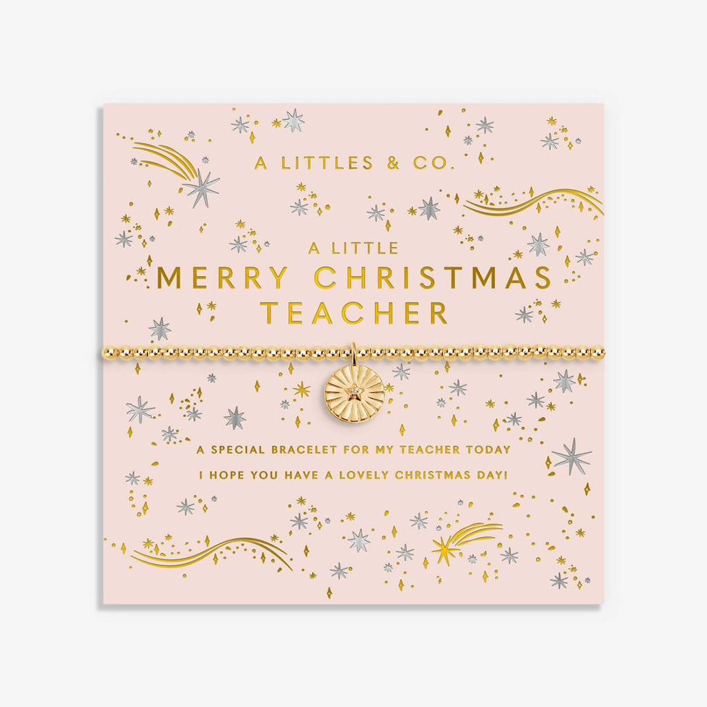 Christmas A Little 'Merry Christmas Teacher' Bracelet In Gold-Tone Plating