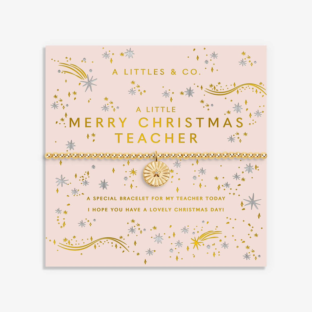 Christmas A Little 'Merry Christmas Teacher' Bracelet In Gold-Tone Plating