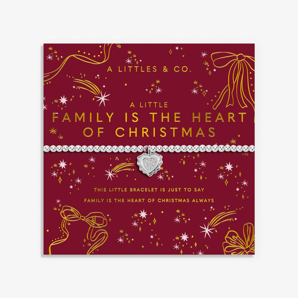 Christmas A Little 'Family Is The Heart Of Christmas' Bracelet In Silver Plating