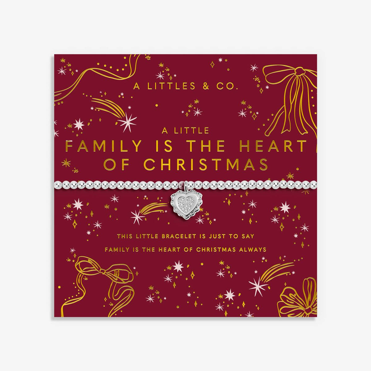 Christmas A Little 'Family Is The Heart Of Christmas' Bracelet In Silver Plating