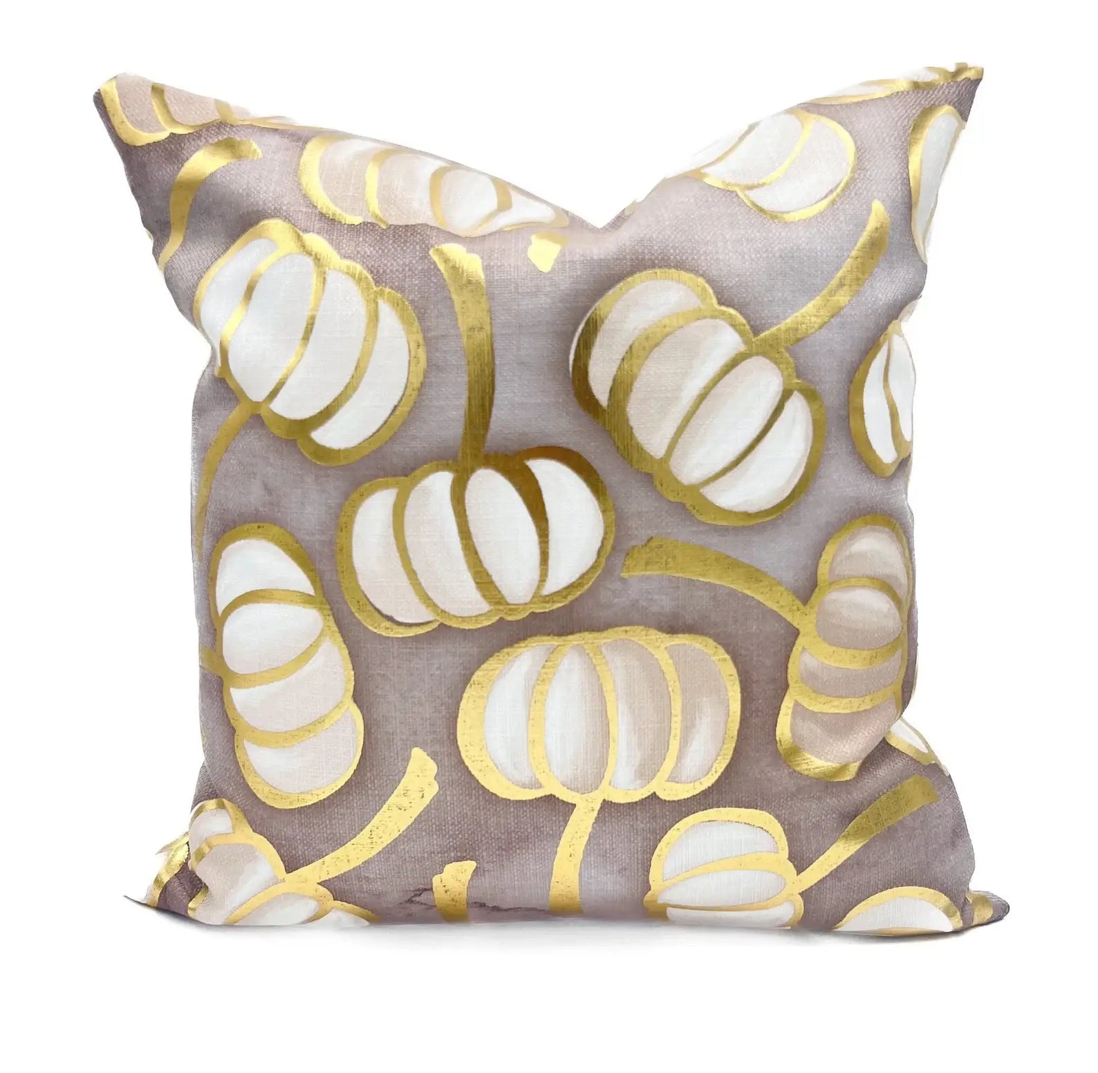 Golden White Falling Pumpkins Pillow