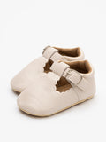T-Strap Scalloped Buckle Shoes