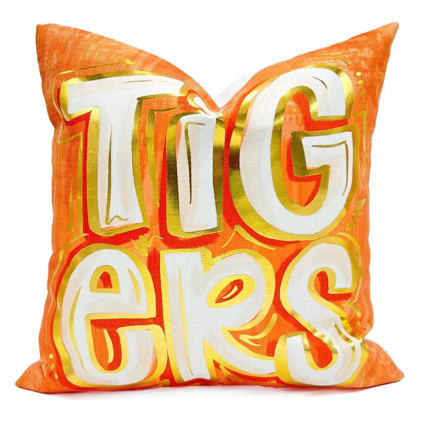 Gold Foil Orange Tigers Pillow