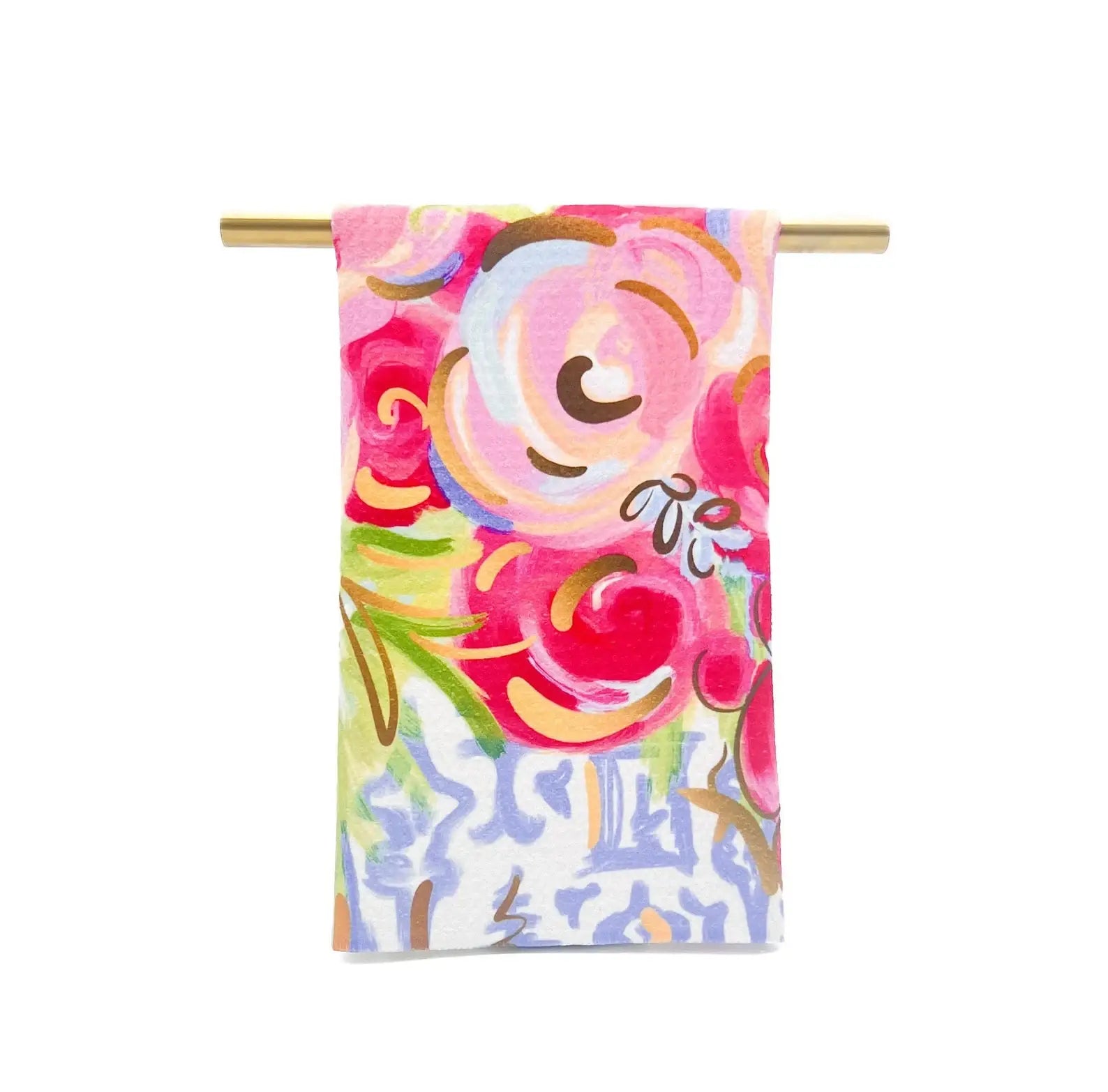 Botanical Chinoiserie Blooms Tea Towel - Spring Hand Towel