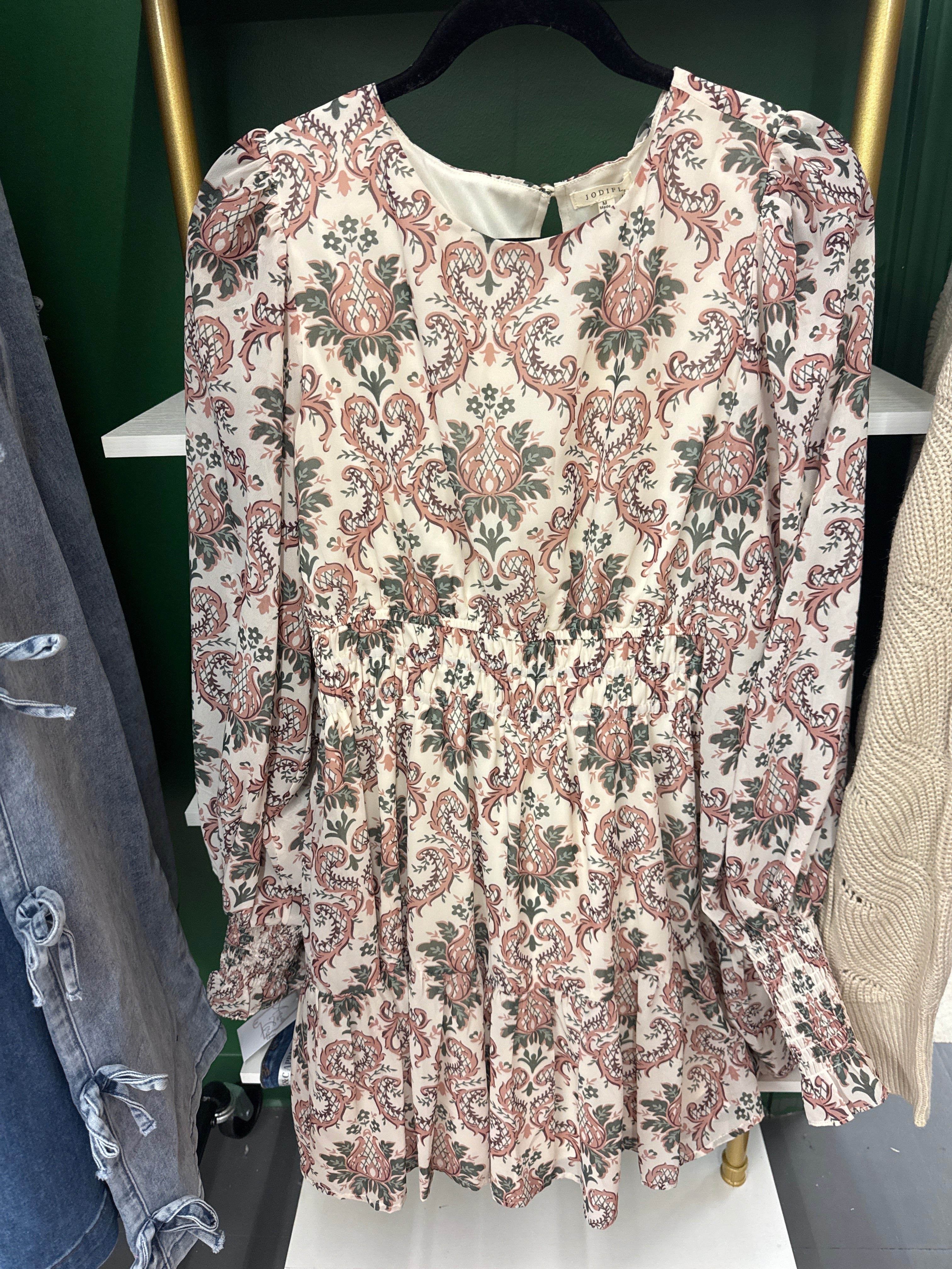 Boho cinched waist dress