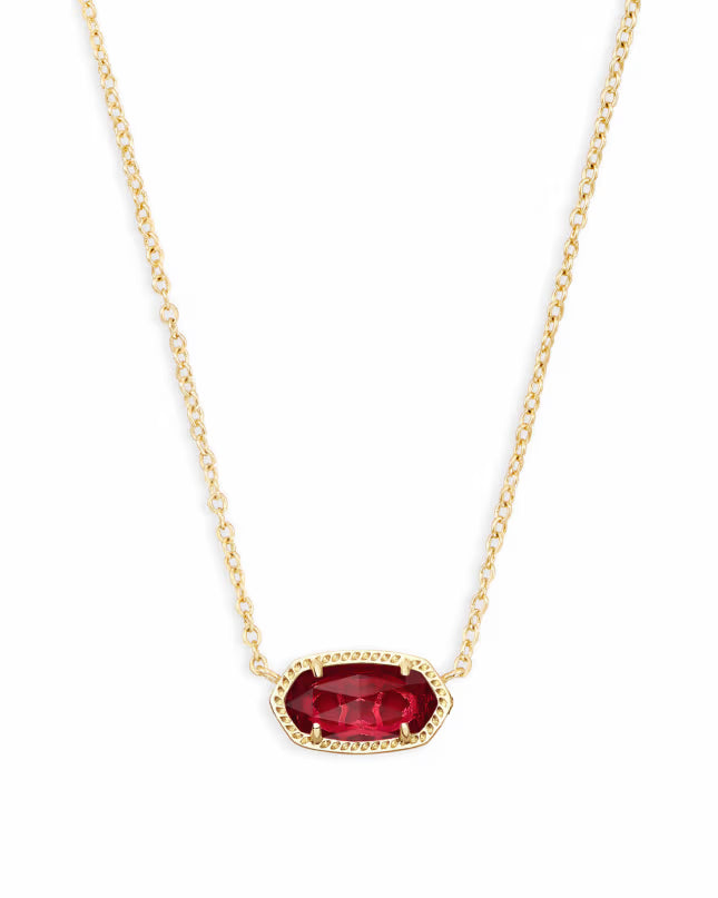 Elisa Gold Pendant Necklace in Berry Glass