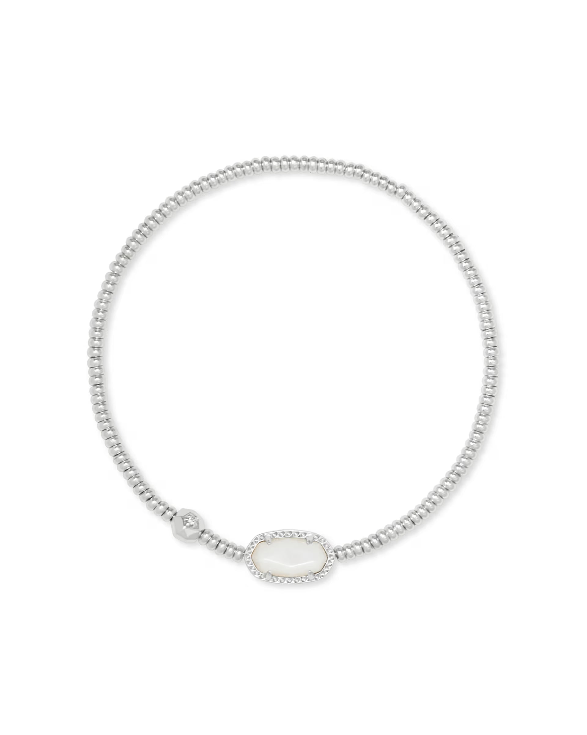 Grayson Silver Stretch Bracelet in Glitter Ivory Mother-of-Pearl