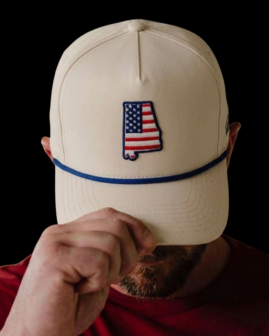 KHAKI Alabama American Flag Hat