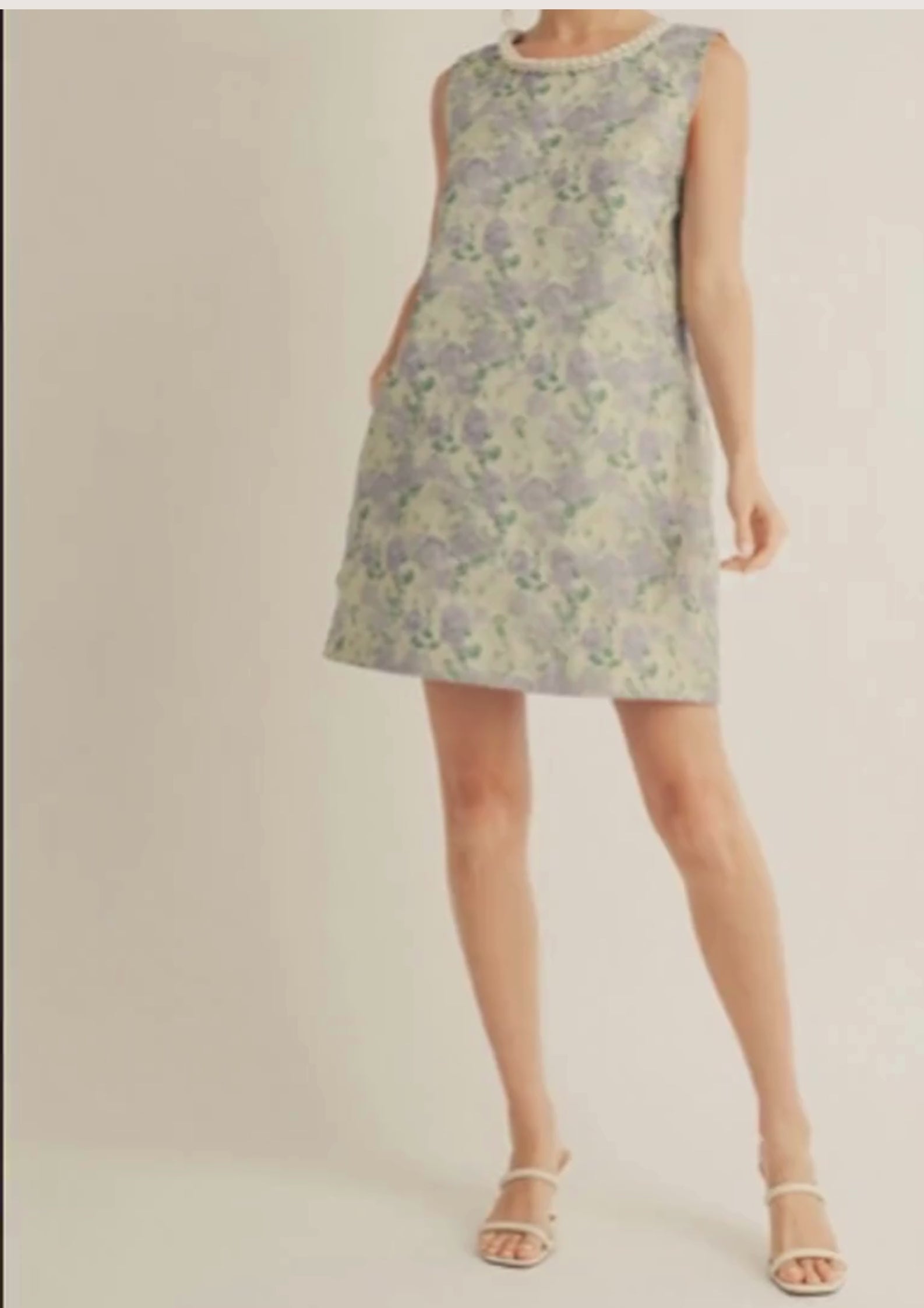 Pearl Accent Floral Shift Dress