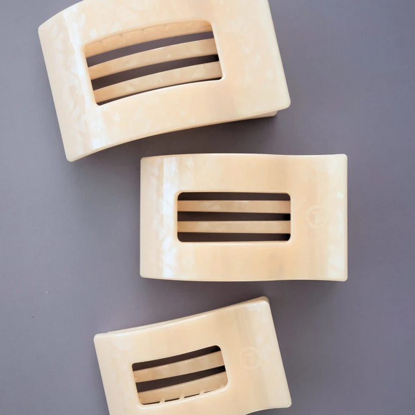 Soft Surf Large Flat Rectangle Hair Clip – Tan