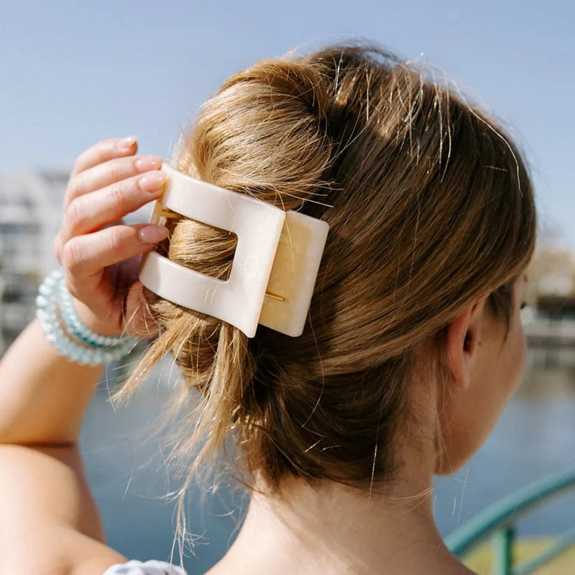Soft Surf Large Flat Rectangle Hair Clip – Tan