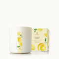 Thymes Lemon Leaf Poured Candle in matte white vessel with citrus botanical fragrance