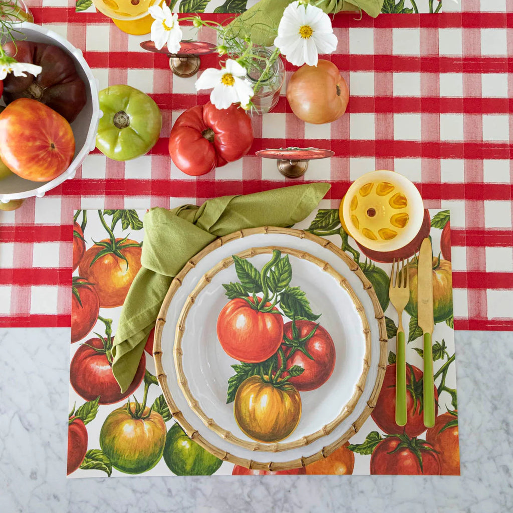 Hester & Cook Red Painted Check Runner - 20"x 25'